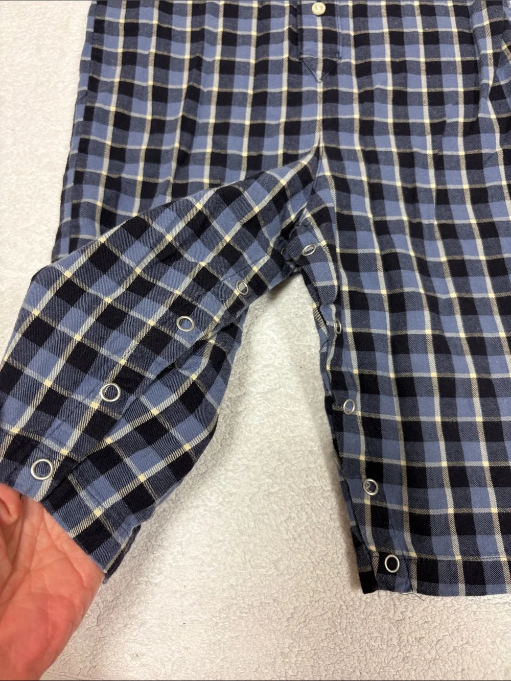 Ralph Lauren Navy Blue and White Plaid Cotton button down One-Piece 12/18m